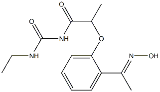 3-ethyl-1-(2-{2-[1-(hydroxyimino)ethyl]phenoxy}propanoyl)urea Struktur