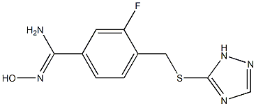 3-fluoro-N'-hydroxy-4-[(1H-1,2,4-triazol-5-ylsulfanyl)methyl]benzene-1-carboximidamide Struktur