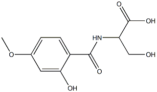 3-hydroxy-2-[(2-hydroxy-4-methoxybenzoyl)amino]propanoic acid Struktur