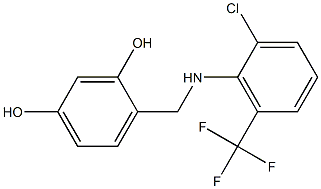 4-({[2-chloro-6-(trifluoromethyl)phenyl]amino}methyl)benzene-1,3-diol Struktur