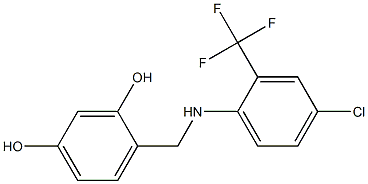 4-({[4-chloro-2-(trifluoromethyl)phenyl]amino}methyl)benzene-1,3-diol Struktur