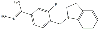 4-(2,3-dihydro-1H-indol-1-ylmethyl)-3-fluoro-N'-hydroxybenzenecarboximidamide Struktur