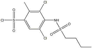 4-(butane-1-sulfonamido)-3,5-dichloro-2-methylbenzene-1-sulfonyl chloride Struktur