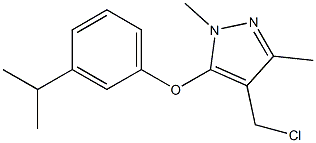 4-(chloromethyl)-1,3-dimethyl-5-[3-(propan-2-yl)phenoxy]-1H-pyrazole Struktur