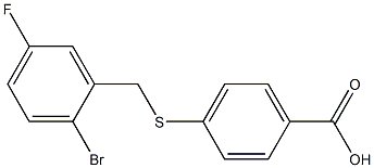 4-{[(2-bromo-5-fluorophenyl)methyl]sulfanyl}benzoic acid Struktur