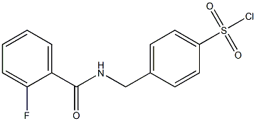 4-{[(2-fluorophenyl)formamido]methyl}benzene-1-sulfonyl chloride Struktur