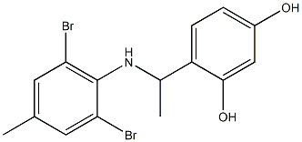 4-{1-[(2,6-dibromo-4-methylphenyl)amino]ethyl}benzene-1,3-diol Struktur