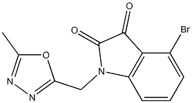 4-bromo-1-[(5-methyl-1,3,4-oxadiazol-2-yl)methyl]-2,3-dihydro-1H-indole-2,3-dione Struktur