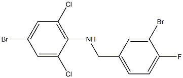 4-bromo-N-[(3-bromo-4-fluorophenyl)methyl]-2,6-dichloroaniline Struktur