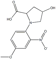 4-hydroxy-1-(4-methoxy-2-nitrophenyl)pyrrolidine-2-carboxylic acid Struktur