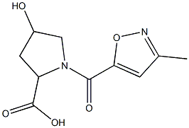 4-hydroxy-1-[(3-methyl-1,2-oxazol-5-yl)carbonyl]pyrrolidine-2-carboxylic acid Struktur