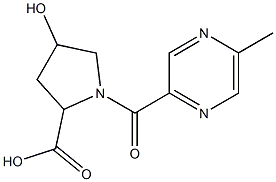 4-hydroxy-1-[(5-methylpyrazin-2-yl)carbonyl]pyrrolidine-2-carboxylic acid Struktur