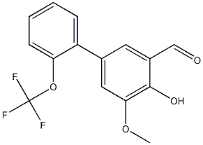 4-hydroxy-5-methoxy-2'-(trifluoromethoxy)-1,1'-biphenyl-3-carbaldehyde Struktur