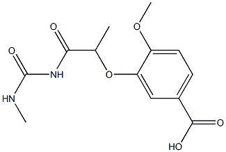 4-methoxy-3-({1-[(methylcarbamoyl)amino]-1-oxopropan-2-yl}oxy)benzoic acid Struktur