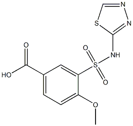 4-methoxy-3-(1,3,4-thiadiazol-2-ylsulfamoyl)benzoic acid Struktur