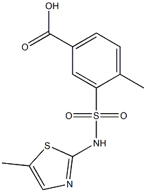 4-methyl-3-[(5-methyl-1,3-thiazol-2-yl)sulfamoyl]benzoic acid Struktur