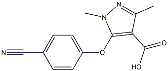 5-(4-cyanophenoxy)-1,3-dimethyl-1H-pyrazole-4-carboxylic acid Struktur