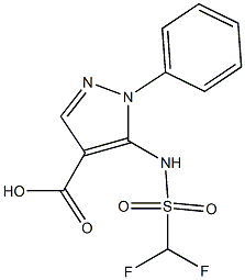 5-(difluoromethanesulfonamido)-1-phenyl-1H-pyrazole-4-carboxylic acid Struktur