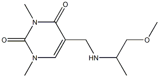 5-{[(1-methoxypropan-2-yl)amino]methyl}-1,3-dimethyl-1,2,3,4-tetrahydropyrimidine-2,4-dione Struktur