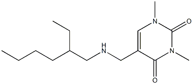 5-{[(2-ethylhexyl)amino]methyl}-1,3-dimethyl-1,2,3,4-tetrahydropyrimidine-2,4-dione Struktur