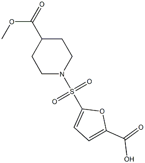 5-{[4-(methoxycarbonyl)piperidine-1-]sulfonyl}furan-2-carboxylic acid Struktur