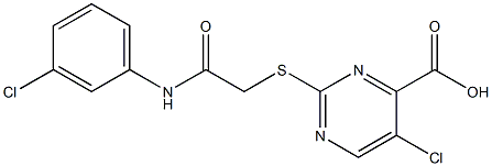 5-chloro-2-({2-[(3-chlorophenyl)amino]-2-oxoethyl}thio)pyrimidine-4-carboxylic acid Struktur