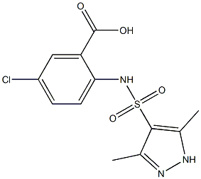 5-chloro-2-[(3,5-dimethyl-1H-pyrazole-4-)sulfonamido]benzoic acid Struktur