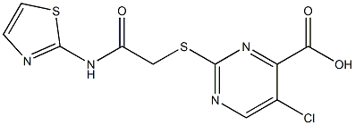 5-chloro-2-{[2-oxo-2-(1,3-thiazol-2-ylamino)ethyl]thio}pyrimidine-4-carboxylic acid Struktur