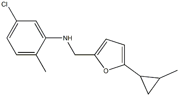 5-chloro-2-methyl-N-{[5-(2-methylcyclopropyl)furan-2-yl]methyl}aniline Struktur