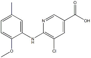 5-chloro-6-[(2-methoxy-5-methylphenyl)amino]pyridine-3-carboxylic acid Struktur