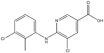 5-chloro-6-[(3-chloro-2-methylphenyl)amino]pyridine-3-carboxylic acid Struktur