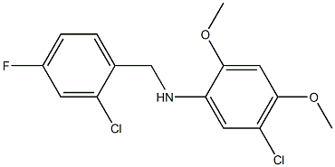 5-chloro-N-[(2-chloro-4-fluorophenyl)methyl]-2,4-dimethoxyaniline Struktur