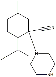 5-methyl-1-(piperazin-1-yl)-2-(propan-2-yl)cyclohexane-1-carbonitrile Struktur