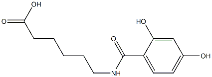 6-[(2,4-dihydroxybenzoyl)amino]hexanoic acid Struktur