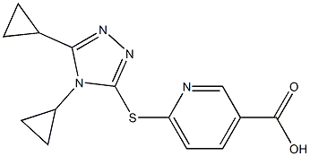 6-[(4,5-dicyclopropyl-4H-1,2,4-triazol-3-yl)sulfanyl]pyridine-3-carboxylic acid Struktur