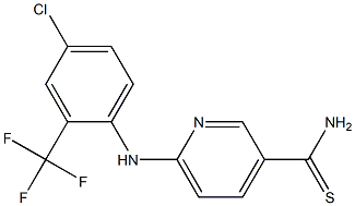 6-{[4-chloro-2-(trifluoromethyl)phenyl]amino}pyridine-3-carbothioamide Struktur