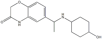 6-{1-[(4-hydroxycyclohexyl)amino]ethyl}-3,4-dihydro-2H-1,4-benzoxazin-3-one Struktur