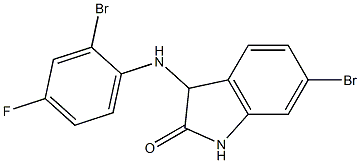 6-bromo-3-[(2-bromo-4-fluorophenyl)amino]-2,3-dihydro-1H-indol-2-one Struktur