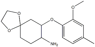 7-(2-methoxy-4-methylphenoxy)-1,4-dioxaspiro[4.5]decan-8-amine Struktur