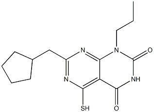 7-(cyclopentylmethyl)-5-mercapto-1-propylpyrimido[4,5-d]pyrimidine-2,4(1H,3H)-dione Struktur