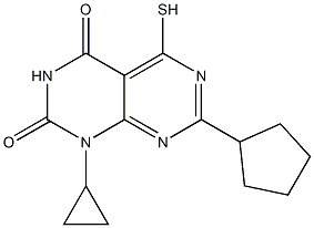 7-cyclopentyl-1-cyclopropyl-5-mercaptopyrimido[4,5-d]pyrimidine-2,4(1H,3H)-dione Struktur