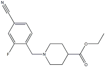 ethyl 1-[(4-cyano-2-fluorophenyl)methyl]piperidine-4-carboxylate Struktur