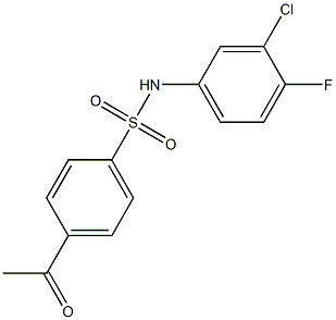 N-(3-chloro-4-fluorophenyl)-4-acetylbenzene-1-sulfonamide Struktur