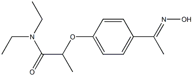 N,N-diethyl-2-{4-[1-(hydroxyimino)ethyl]phenoxy}propanamide Struktur