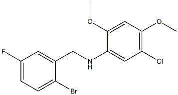 N-[(2-bromo-5-fluorophenyl)methyl]-5-chloro-2,4-dimethoxyaniline Struktur