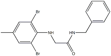 N-benzyl-2-[(2,6-dibromo-4-methylphenyl)amino]acetamide Struktur