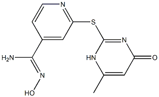 N'-hydroxy-2-[(6-methyl-4-oxo-1,4-dihydropyrimidin-2-yl)sulfanyl]pyridine-4-carboximidamide Struktur