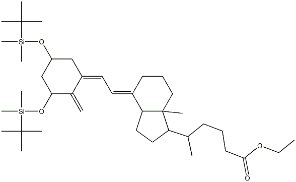 5-(4-{2-[3,5-Bis-(tert-butyl-dimethyl-silanyloxy)-2-methylene-cyclohexylidene]-ethylidene}-7a-methyl-octahydro-inden-1-yl)-hexanoic acid ethyl ester Struktur