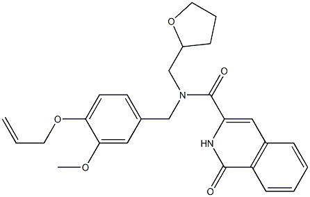 3-Isoquinolinecarboxamide,  1,2-dihydro-N-[[3-methoxy-4-(2-propen-1-yloxy)phenyl]methyl]-1-oxo-N-[(tetrahydro-2-furanyl)methyl]- Struktur