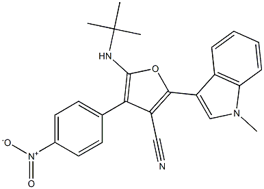 3-Furancarbonitrile,  5-[(1,1-dimethylethyl)amino]-2-(1-methyl-1H-indol-3-yl)-4-(4-nitrophenyl)- Struktur